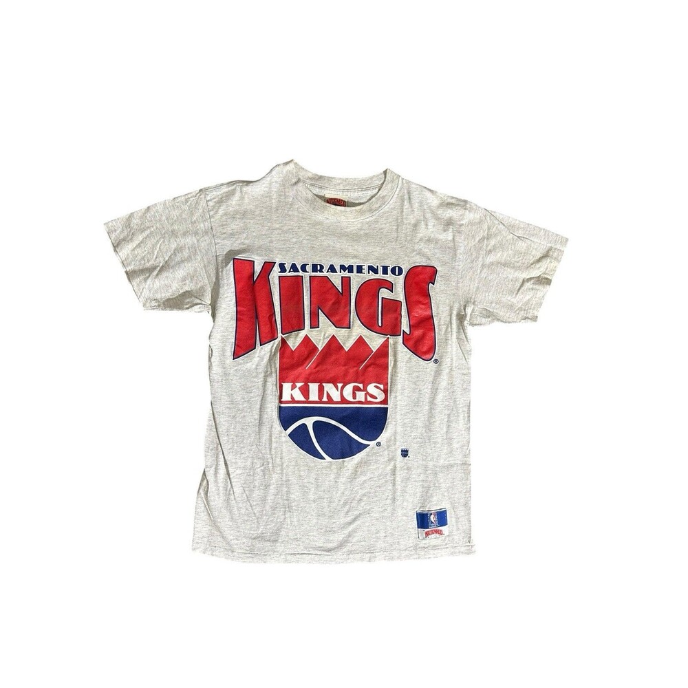 Vtg 90s Sacramento Kings Logo Nutmeg Mill Graphic Tee USA Made L 100% Cotton NBA